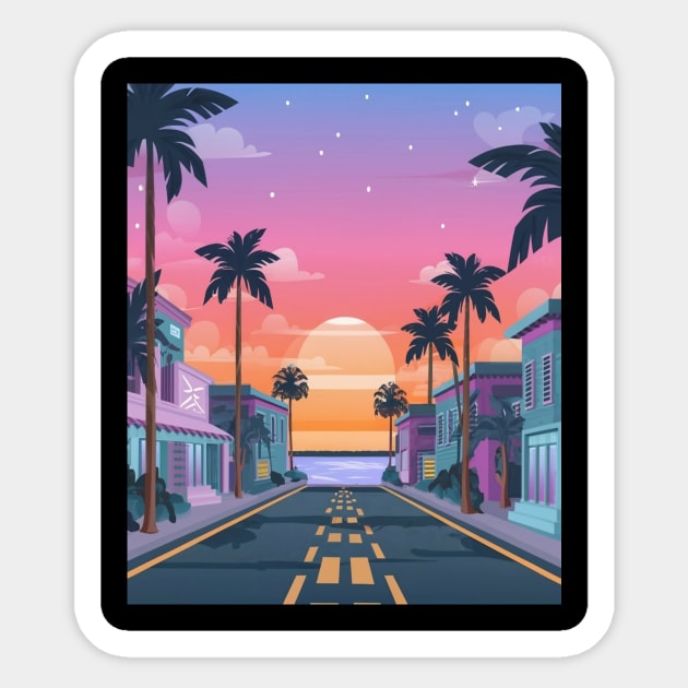 Neon Sunset Sticker by AnimeVision